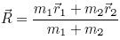 coordinates of the centre of mass for 2-particle system