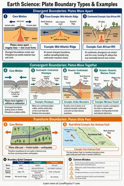 Plate Boundary Types & Examples