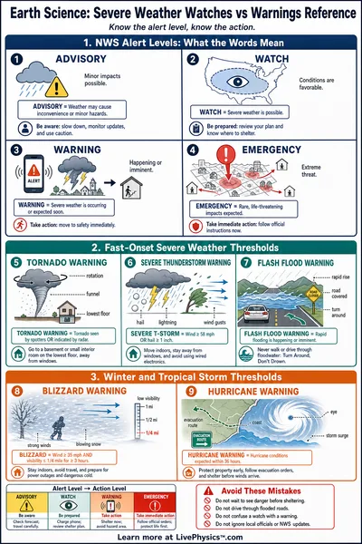 Severe Weather Watches vs Warnings Reference