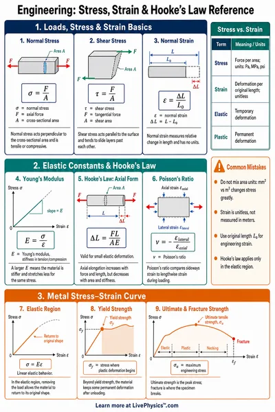 Stress, Strain & Hooke's Law Reference