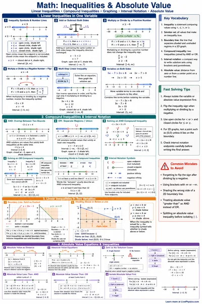 Inequalities & Absolute Value cheat sheet