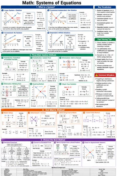Systems of Equations cheat sheet