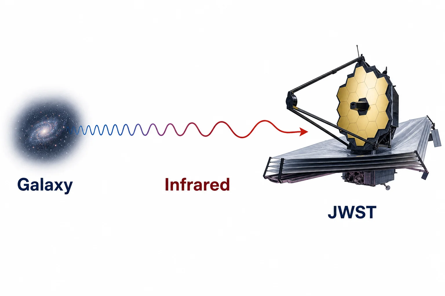 JWST detecting stretched infrared light from a very distant young galaxy