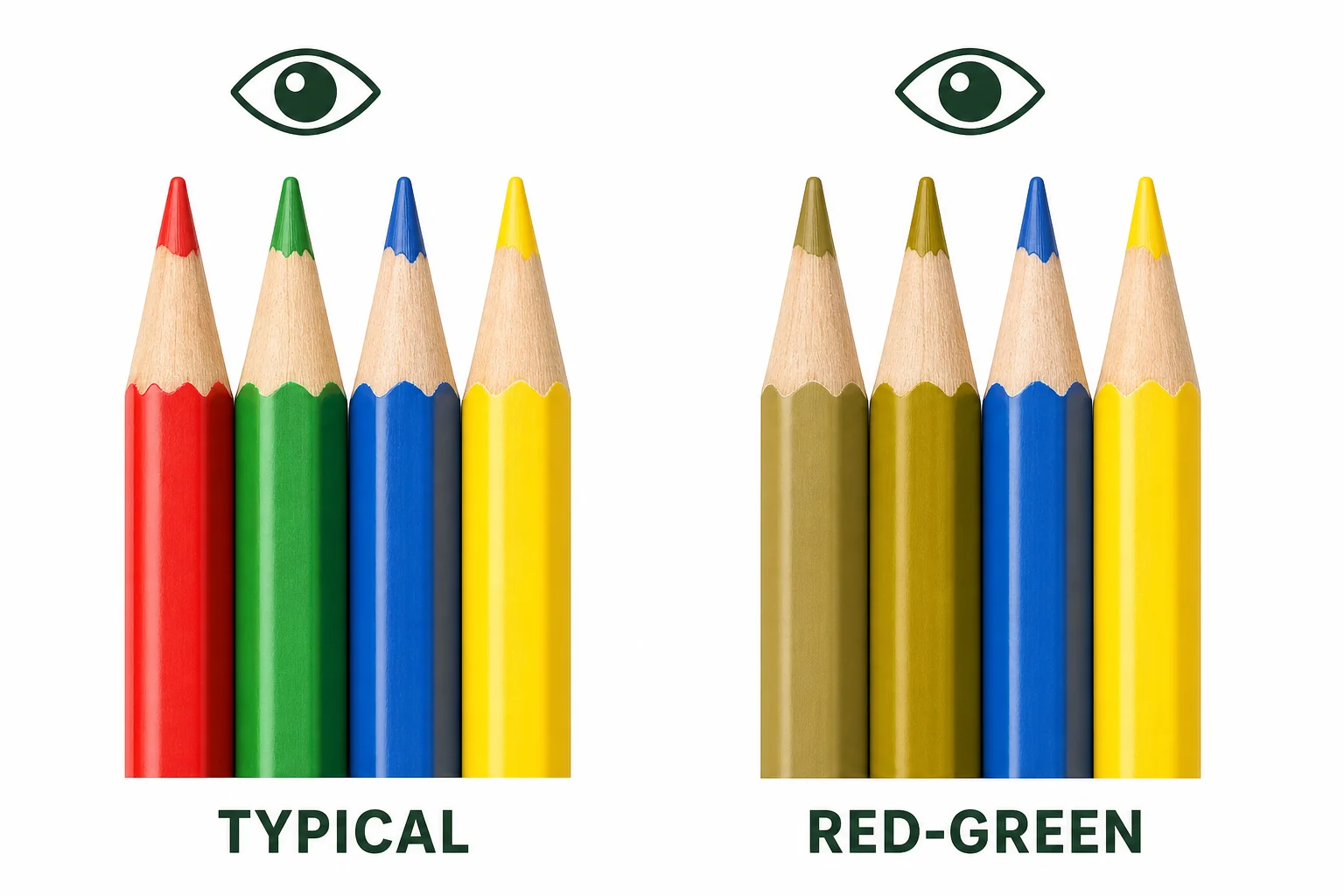 Comparison of typical color vision and red-green color vision difference using colored pencils