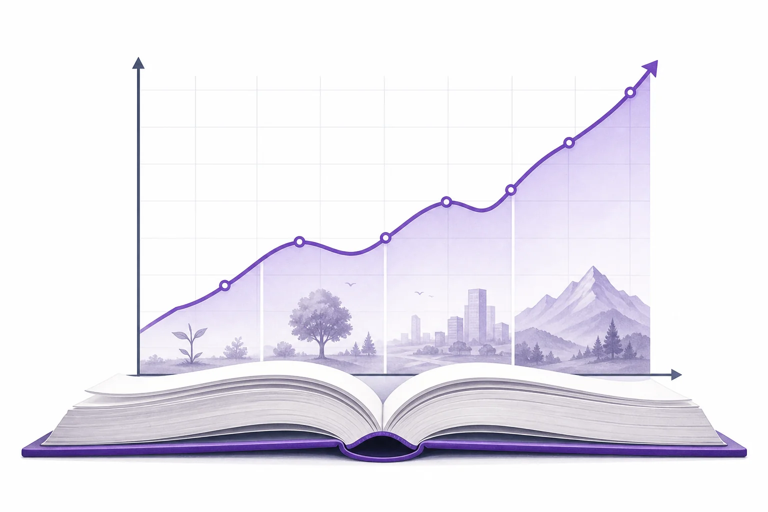 Middle school students reading a line graph that connects data points to a simple real world story