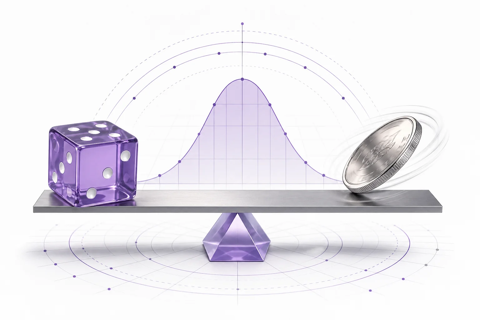 A student compares a die, a coin, and a spinner to organize possible outcomes and probability
