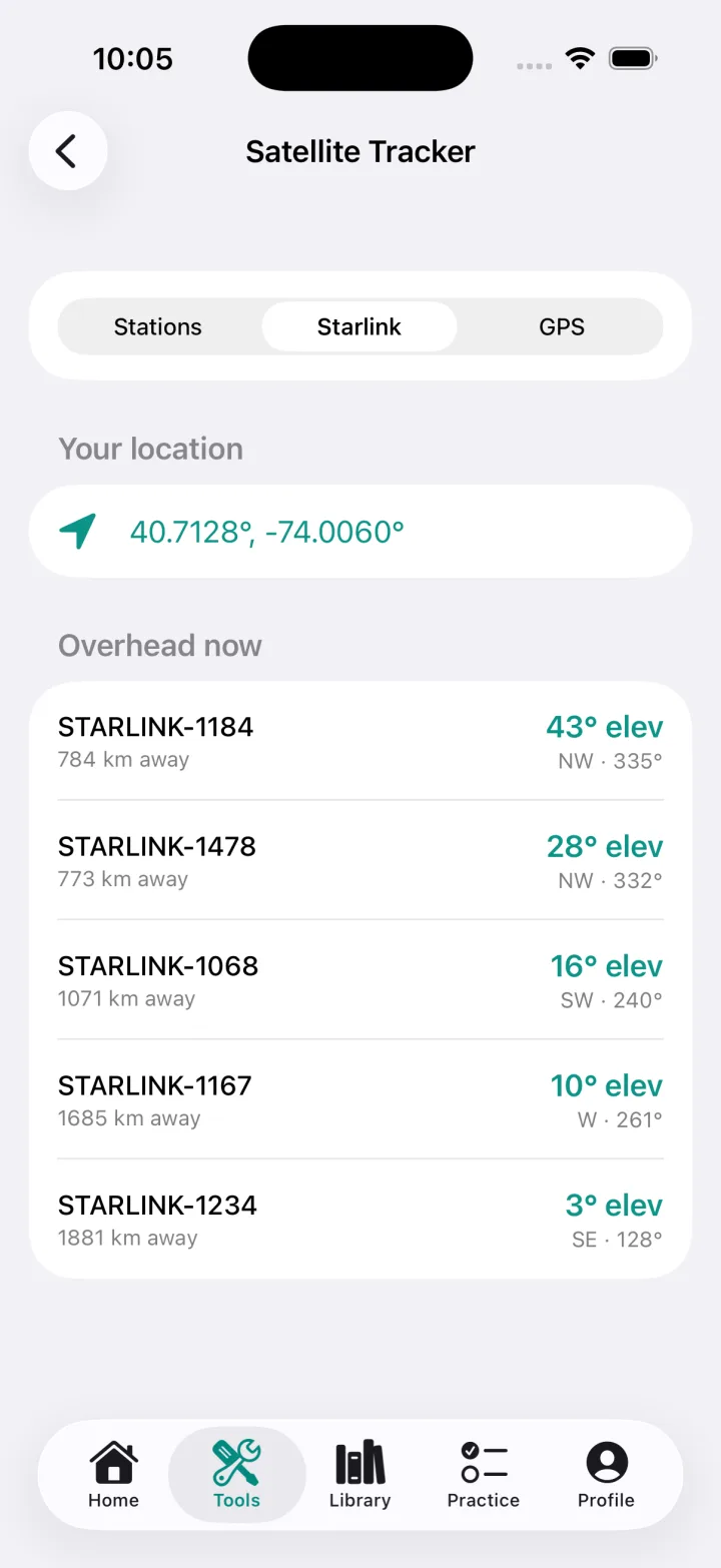 Live satellite tracker