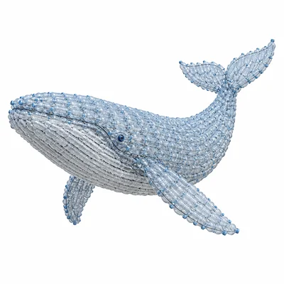 A sea creature sculpture made from plastic bottles.