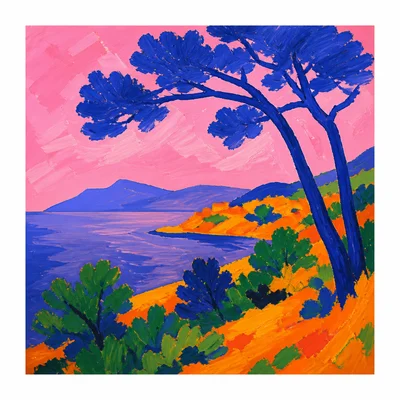 A Fauvist-style image using bold unrealistic colors.