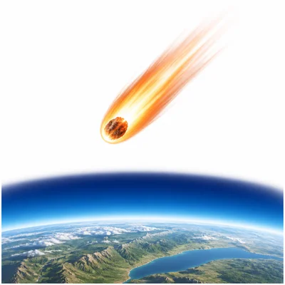 A small rocky object glowing as it burns up in Earth’s atmosphere.