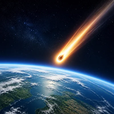A small space rock glowing as it streaks through Earth’s atmosphere.