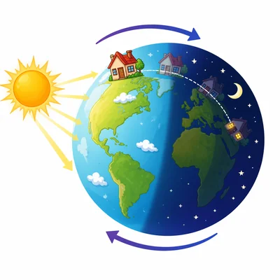 Earth rotates so a place moves from sunlight into darkness.