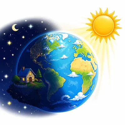 A house on the side of Earth turned away from the Sun is in nighttime.