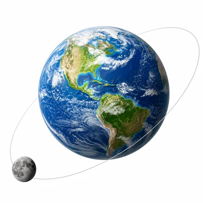 The Moon orbiting Earth.