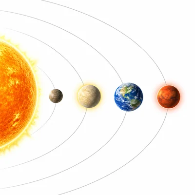 The inner planets showing Earth's two neighboring planets.