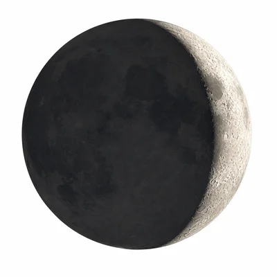 A crescent Moon with only a thin curved part bright.