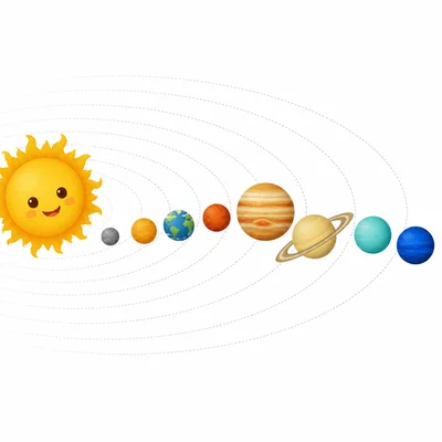 The Sun with all eight planets shown in order outward.