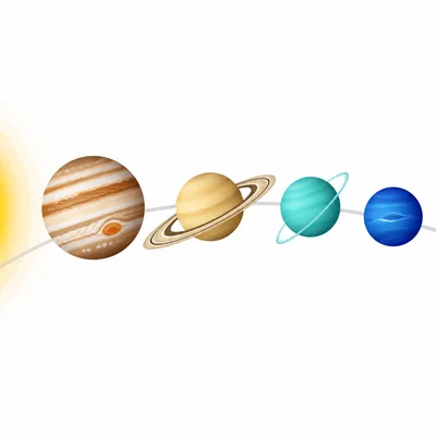 The four outer planets shown in order from the Sun.