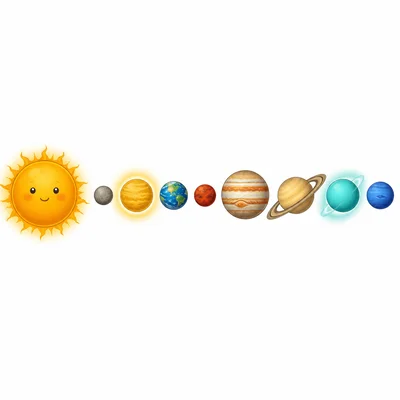 The solar system with the second and seventh planets emphasized.