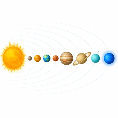 All planets shown outward from the Sun, with Neptune farthest away.