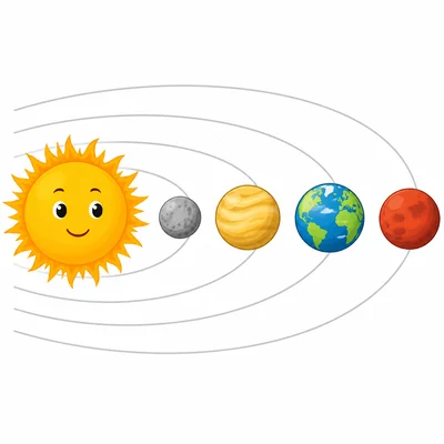 The four inner planets arranged in order from the Sun.