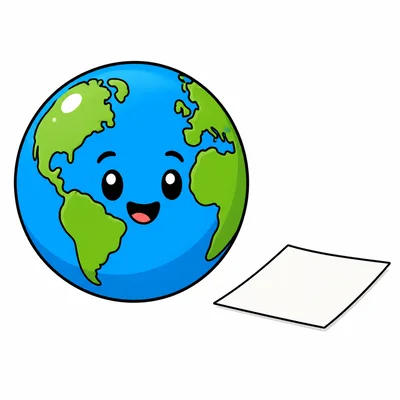 A round planet next to a flat sheet of paper.