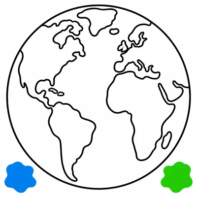 An outline of Earth with blue and green color cues.