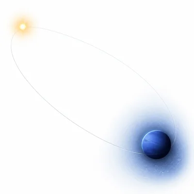 Neptune far from a small distant Sun, suggesting very cold conditions.