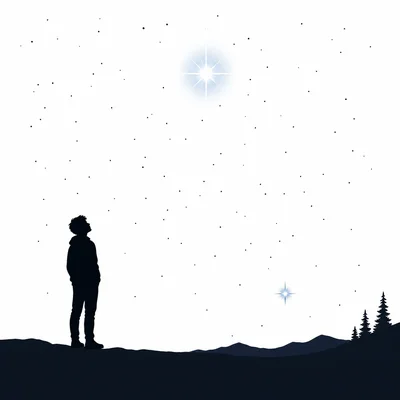 A student facing east sees a very bright star high in the sky and another star lower nearby.