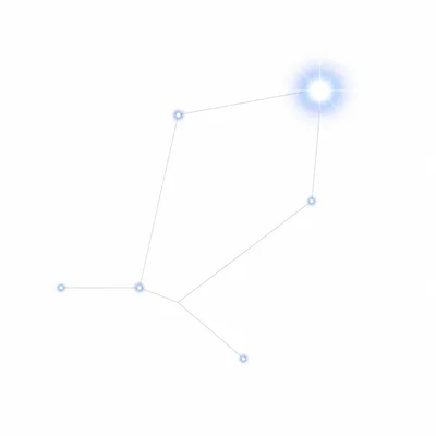 A constellation with one large bright star dot and several smaller dimmer star dots.
