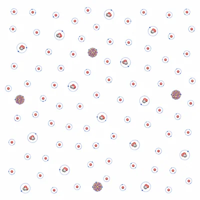 Diagram showing many hydrogen and helium atoms with only a few heavier nuclei.