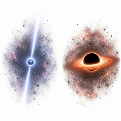 Two possible supernova remnants: a neutron star and a black hole.