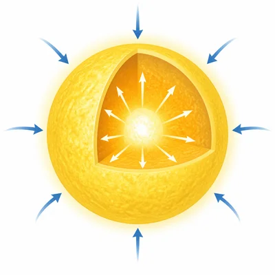 A main sequence star with core energy balancing inward gravity.