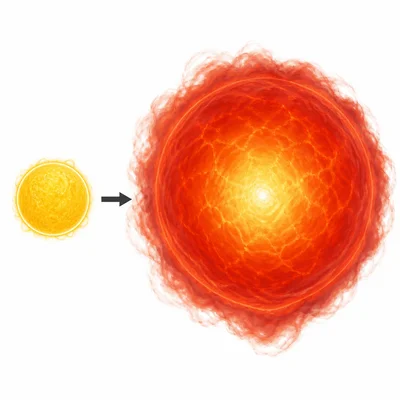 A Sun-like star expanding into a large red giant.
