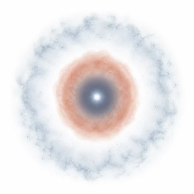A small white dwarf left behind after outer gas layers drift away.