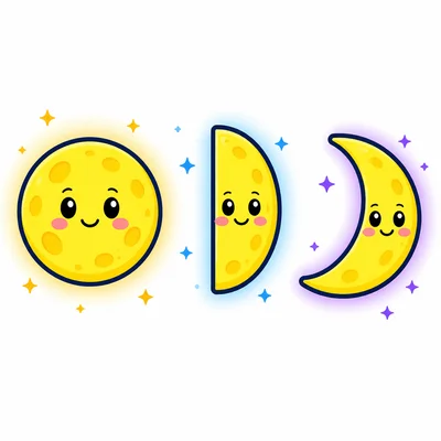 Several simple moon shapes from the lesson.