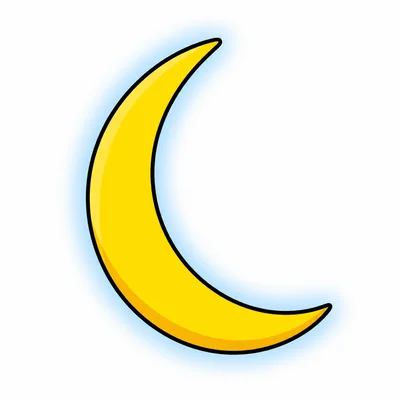 A thin curved crescent moon.
