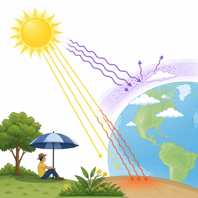 Different forms of solar energy reaching and affecting Earth.