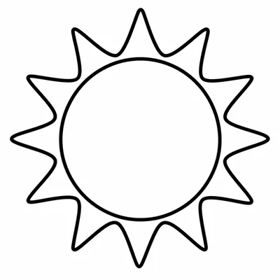 An outlined Sun ready to color.