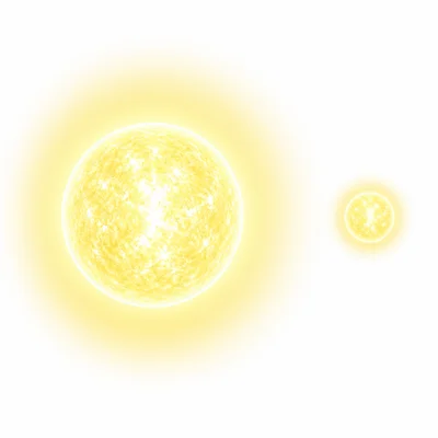 Two same-color stars of different sizes, with the larger one glowing more brightly overall.