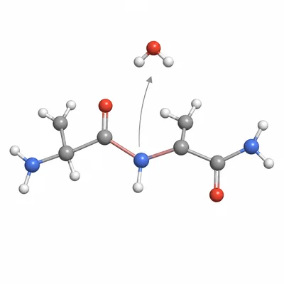 Two amino acid units joined by a highlighted peptide linkage.