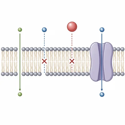 Membrane permeability depends on polarity and charge as well as size.