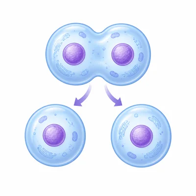 A cell dividing into two new cells.