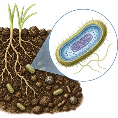 A soil bacterium with free-floating DNA and no nucleus.