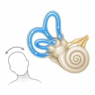 Semicircular canals in the inner ear help sense head movement and balance.