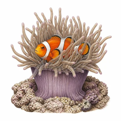A clownfish living among the tentacles of a sea anemone.