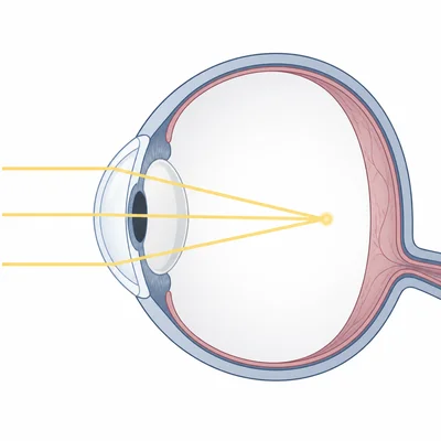 In a nearsighted eye, light rays focus in front of the retina.