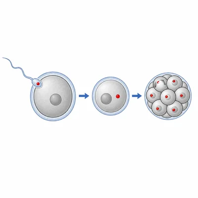 A mutated sperm fertilizes an egg, and the mutation appears in the developing embryo cells.