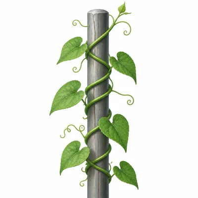 A vine wraps its tendrils around a fence post.