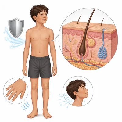 Overview of the skin, hair, nails, and skin glands of the integumentary system.